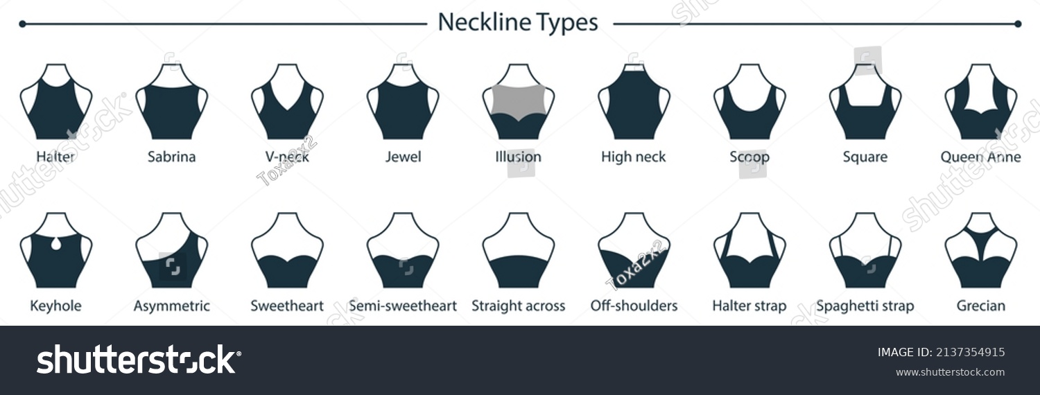 Fashion Neckline Types Women Blouse Dress Stock Vector (Royalty Free ...