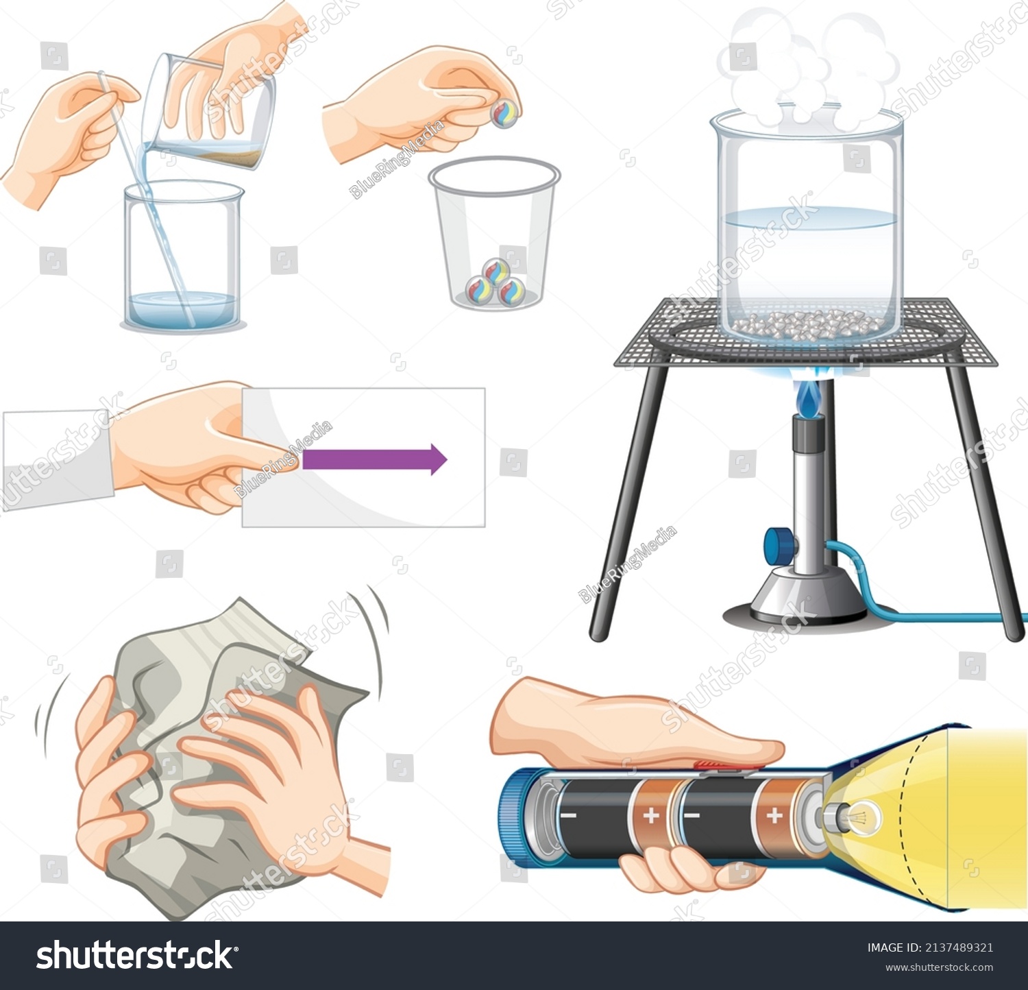 Different Science Equipments On White Background Stock Vector (Royalty ...