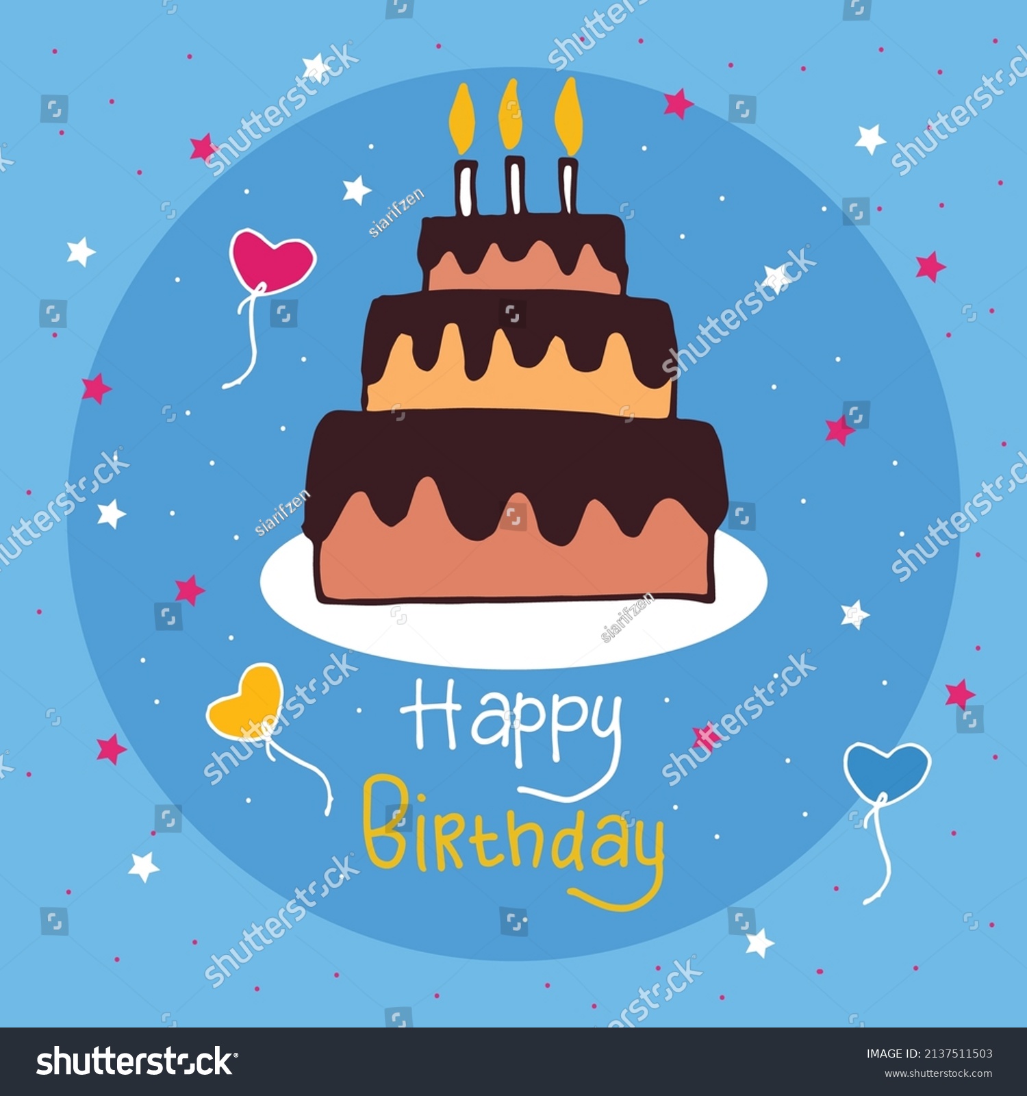 Happy Birthdayhand Drawn Lettering Birthday Cake Stock Vector (Royalty ...