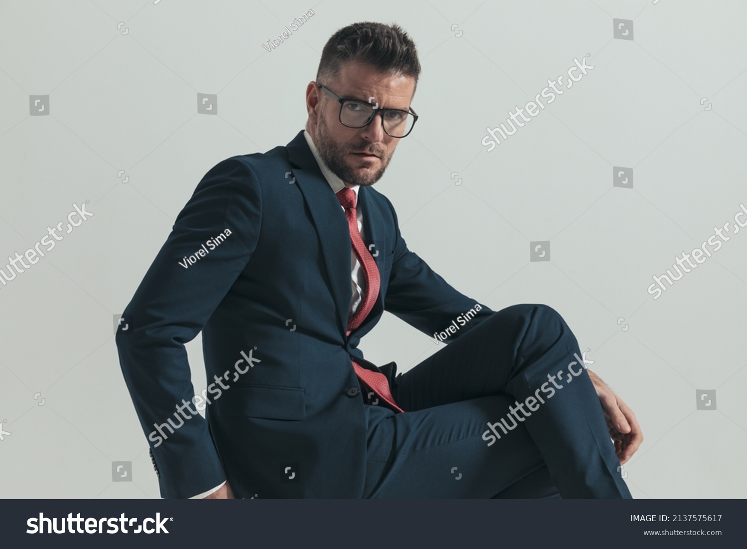 Side View Elegant Guy His Forties Stock Photo 2137575617 