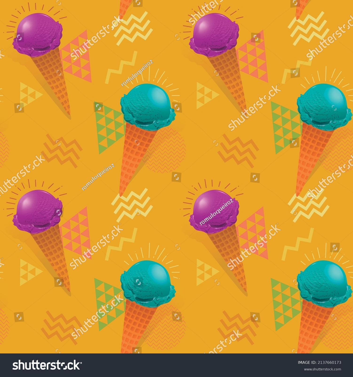 Ice Cream Cone Seamless Pattern Stock Vector Royalty Free 2137660173