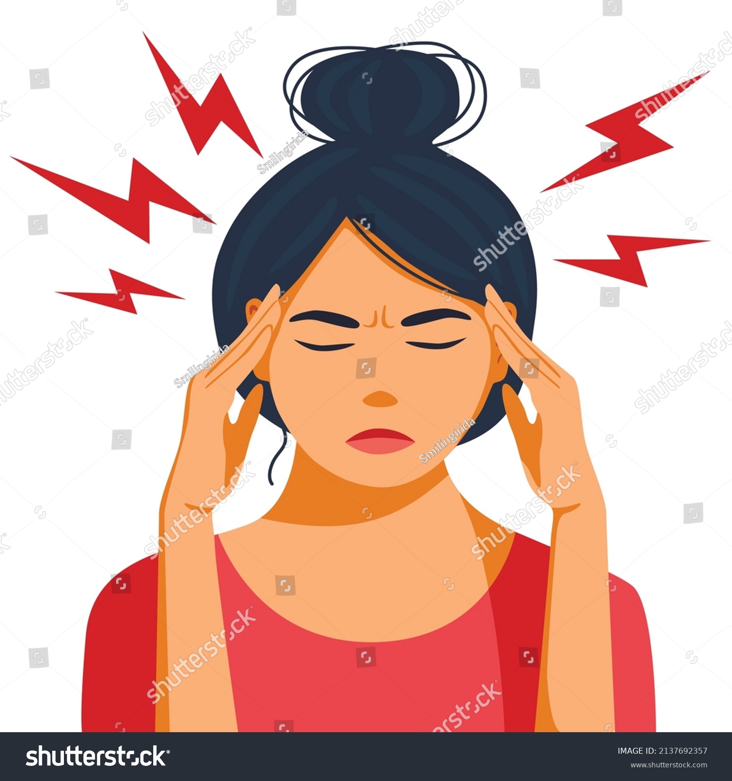 Young Woman Hold Her Head Because Stock Vector (Royalty Free ...