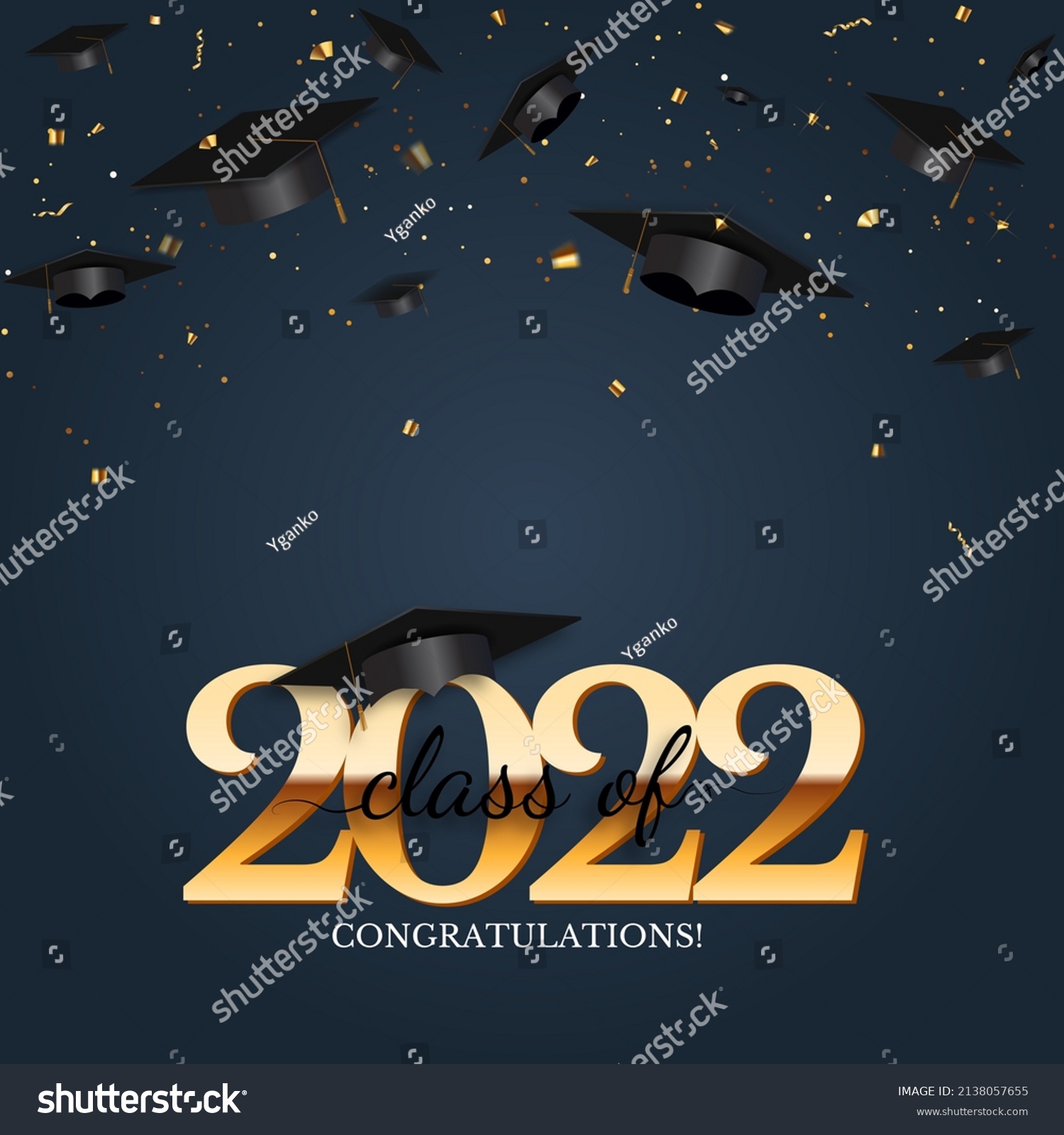 Graduation Class 2022 Greeting Background 库存插图 2138057655 Shutterstock