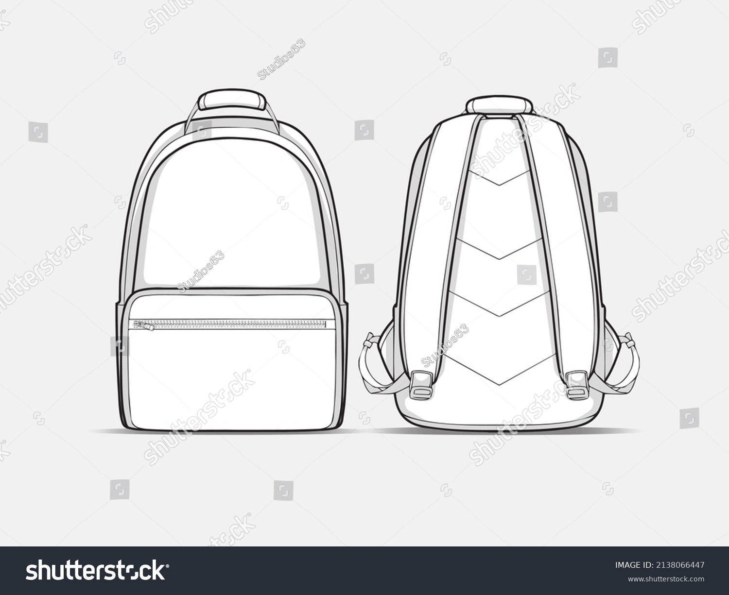 Outline Backpack Collection Vector Assets Stock Vector (Royalty Free ...