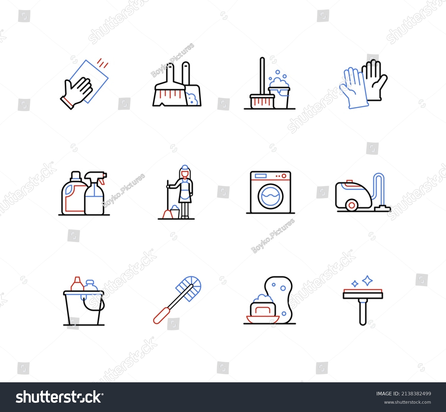 Cleaning Disinfection Line Design Style Icons Stock Vector (Royalty ...