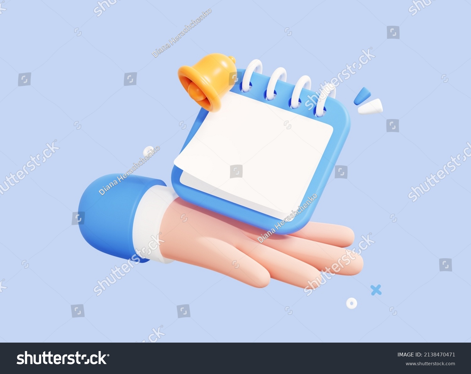 3d Hand Holding Calendar Bell Notification Stock Illustration 