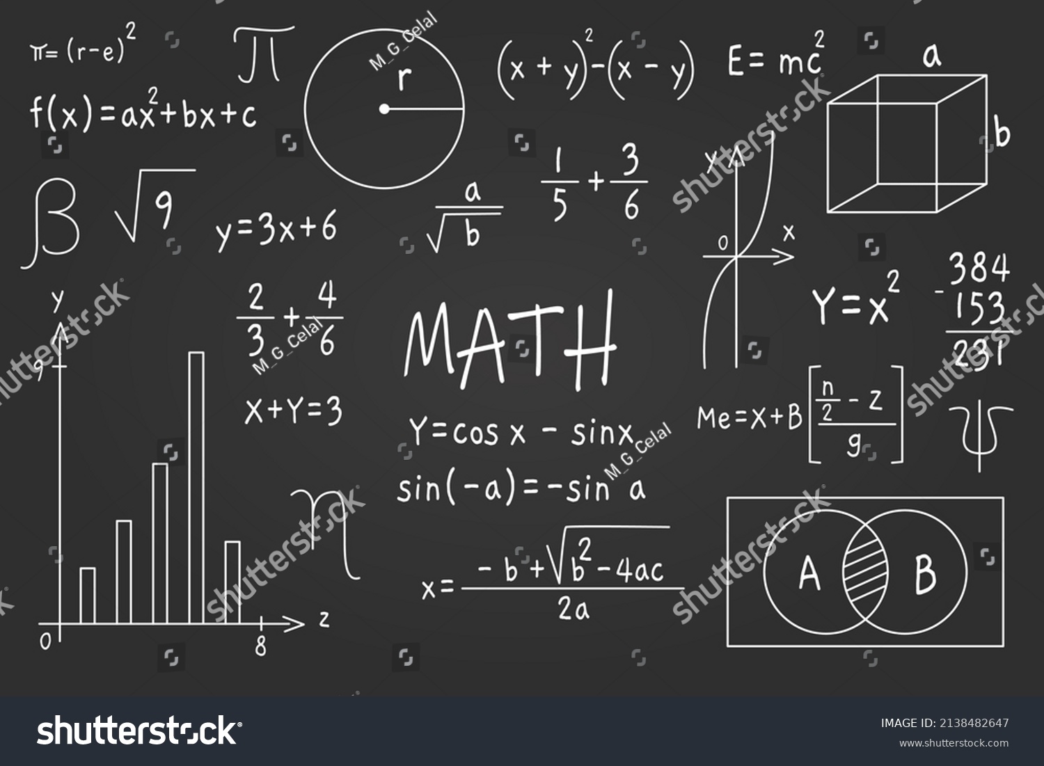 Math Geometry Formulas Background Stock Vector (Royalty Free ...