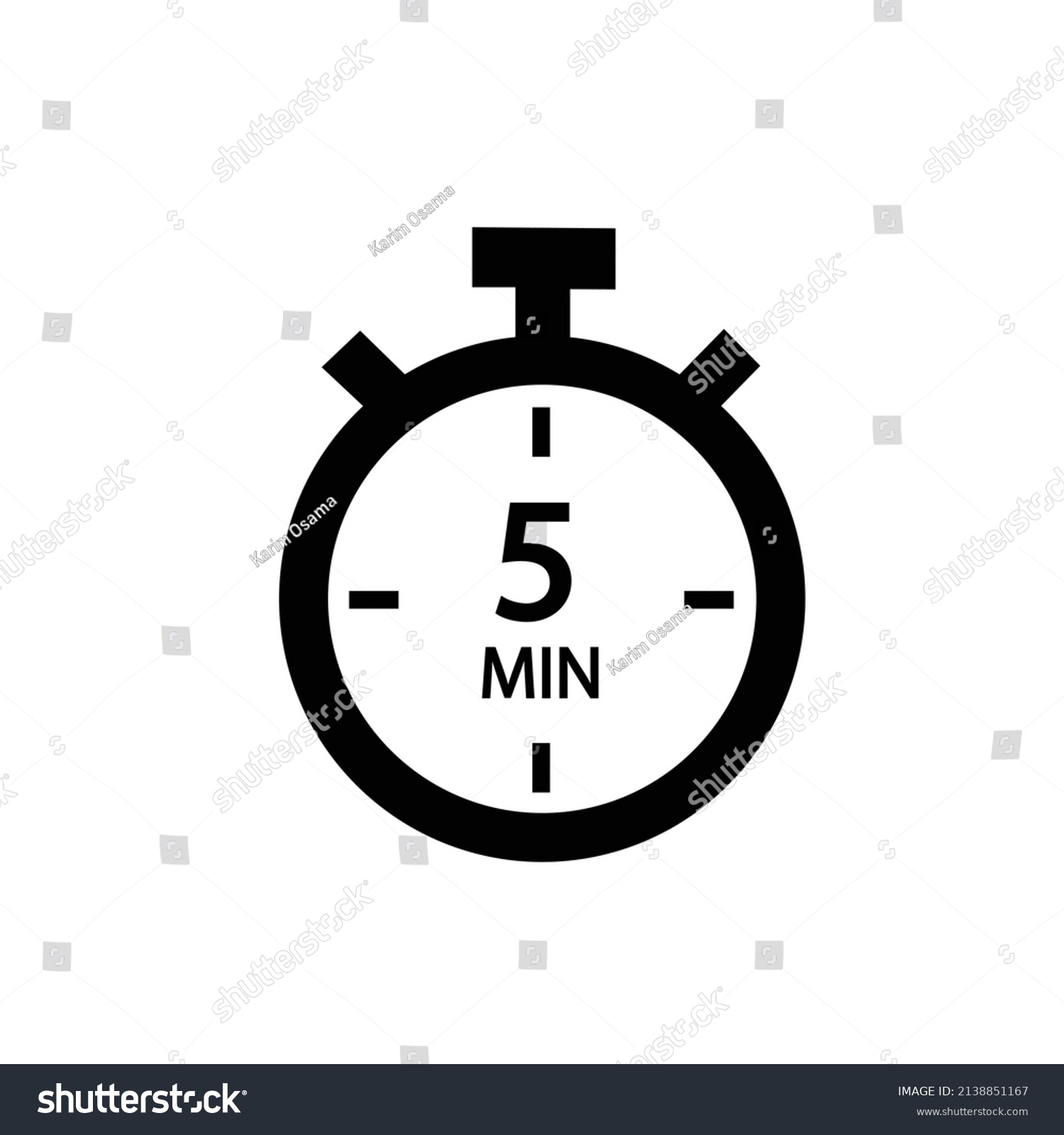 Timer Sign Icon 5 Minutes Stopwatch Stock Vector (Royalty Free ...