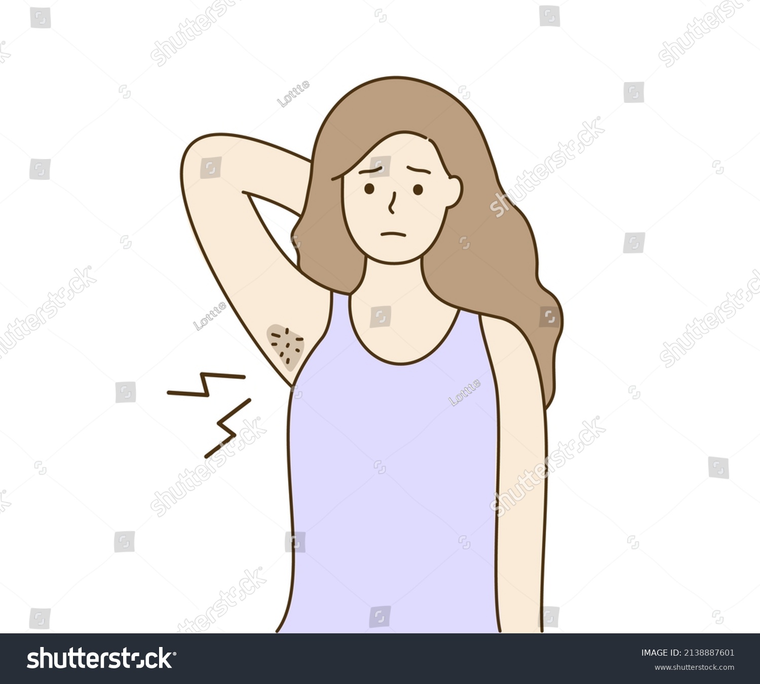 Unhappy Young Woman Dark Hairy Armpit Stock Vector (Royalty Free ...