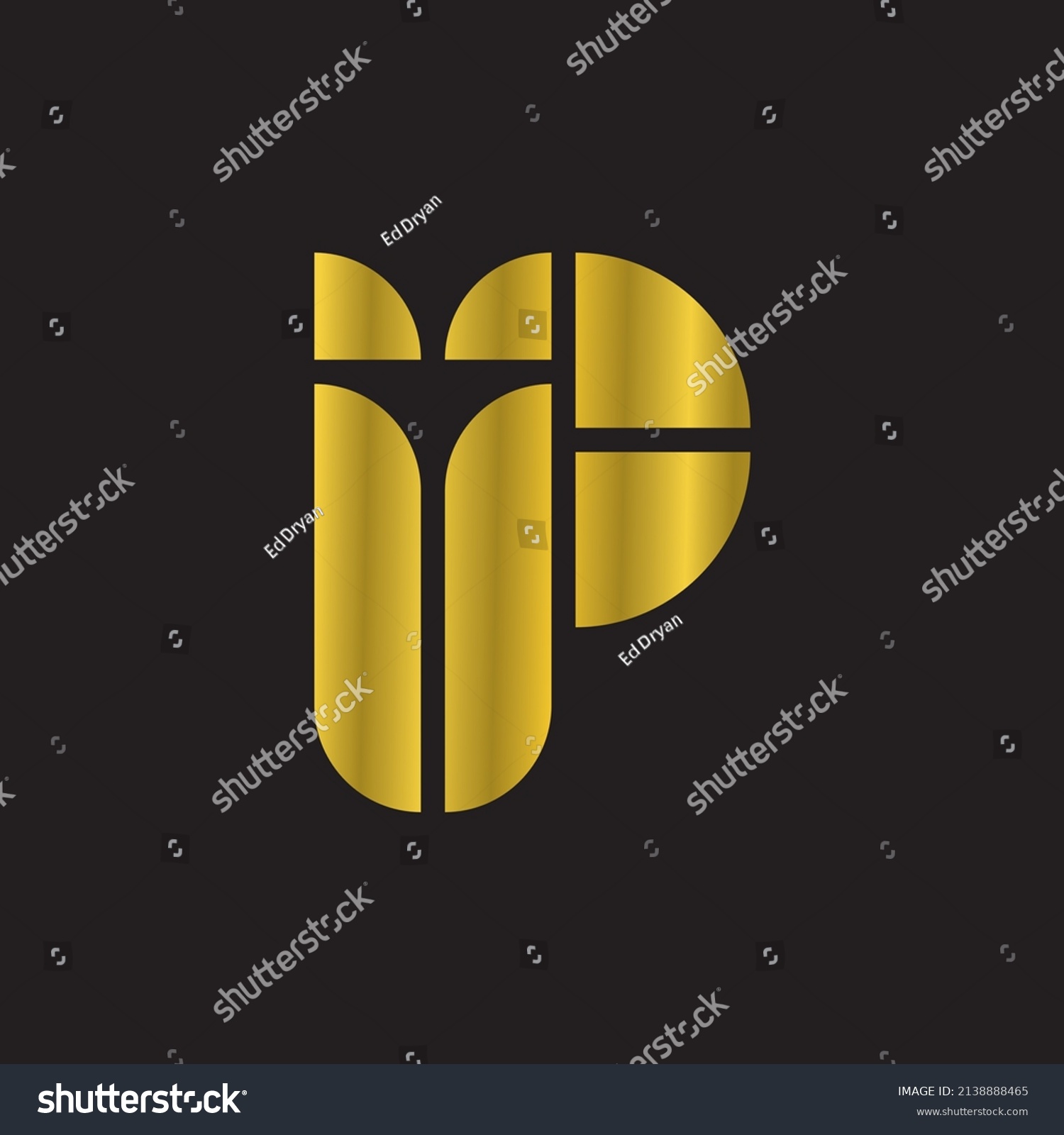 Golden Letter Ip Luxury Logo Stock Vector (Royalty Free) 2138888465 ...