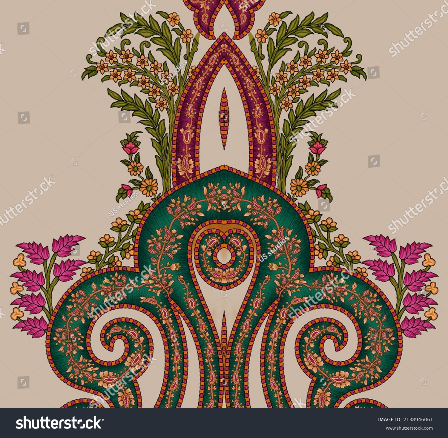 Ethics Motif Baroque Flower Mughal Art Stock Illustration 2138946061 ...