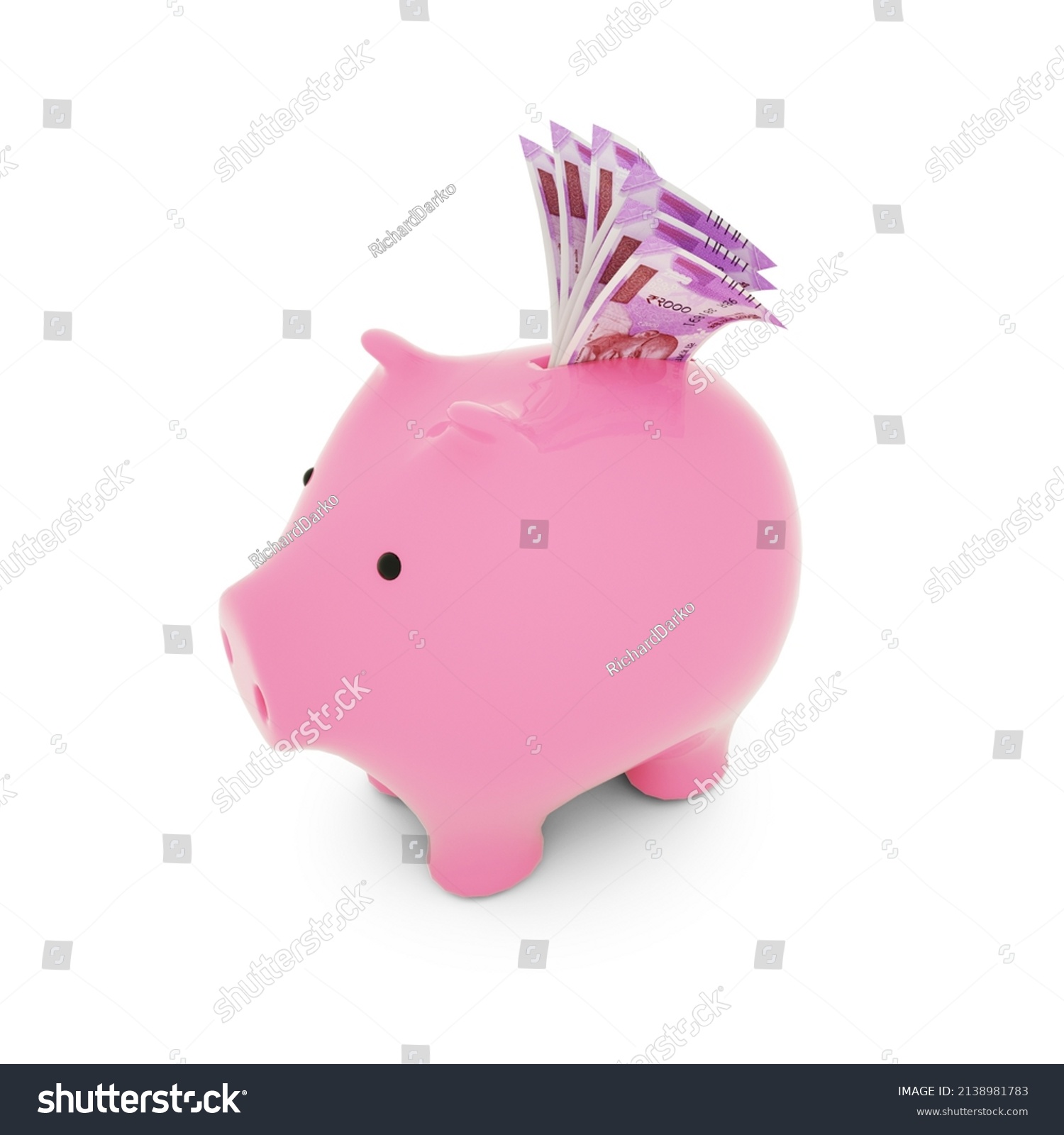 Indian Rupees Inside Pink Piggy Bank Stock Illustration 2138981783 ...