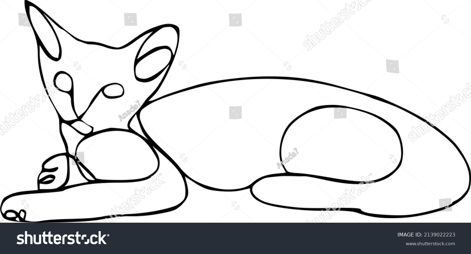 Cat One Line Drawing Art Editable Stock Vector (Royalty Free ...