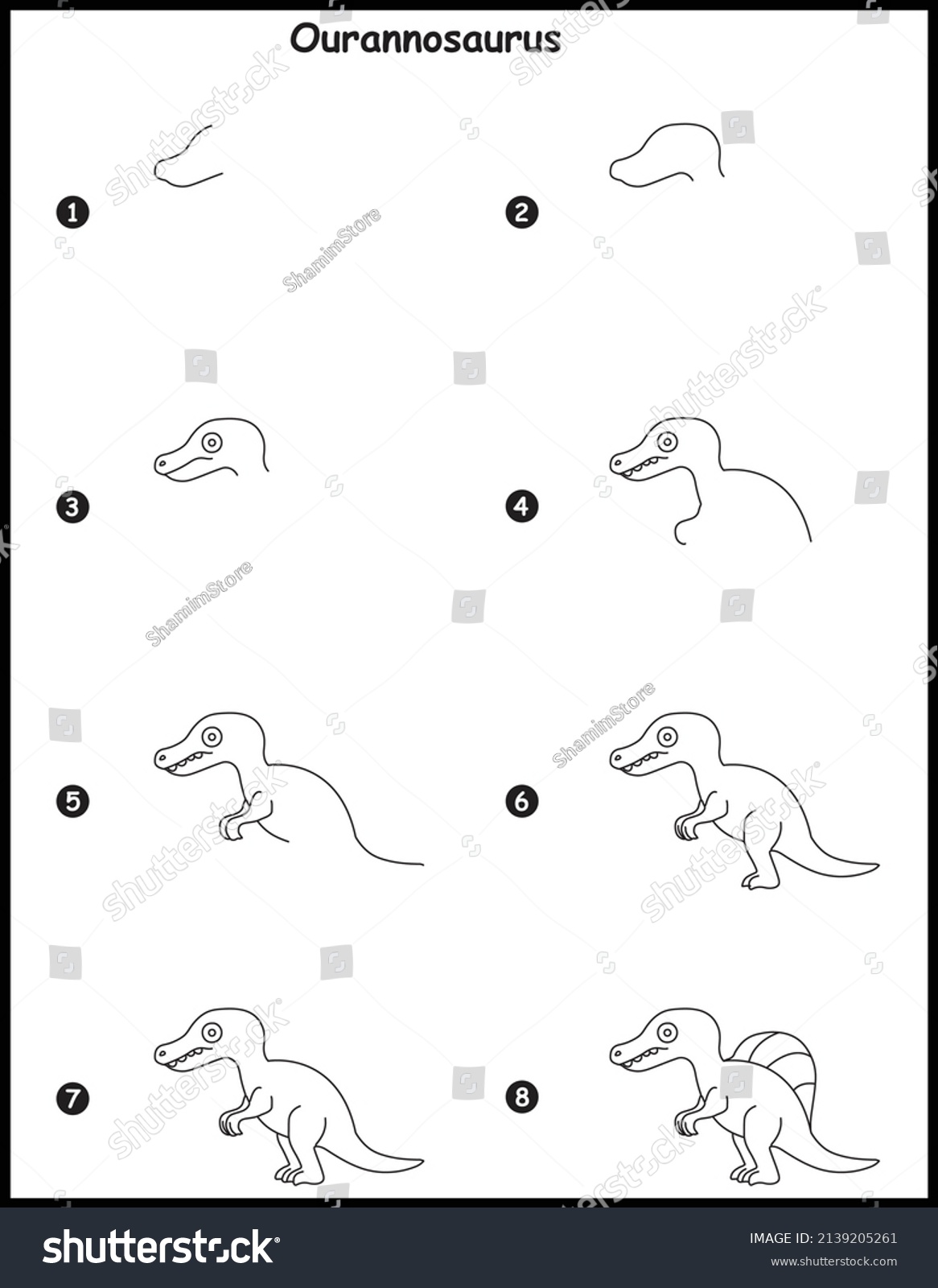 How Draw Ourannosaurus Step By Step Stock Vector (Royalty Free ...