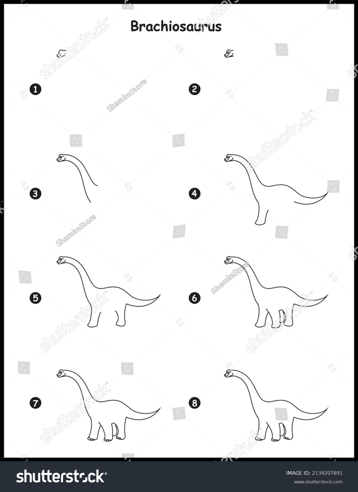 How Draw Brachiosaurus Step By Step Stock Vector (Royalty Free ...