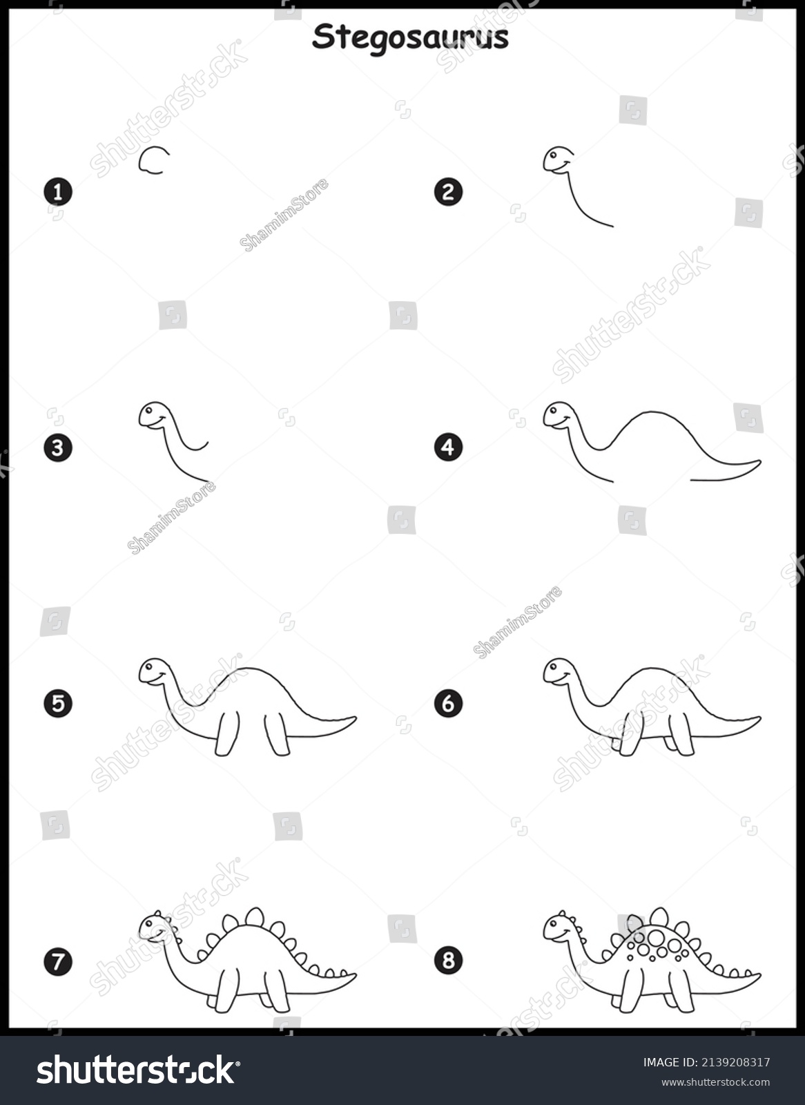 How Draw Stegosaurus Step By Step Stock Vector (Royalty Free ...