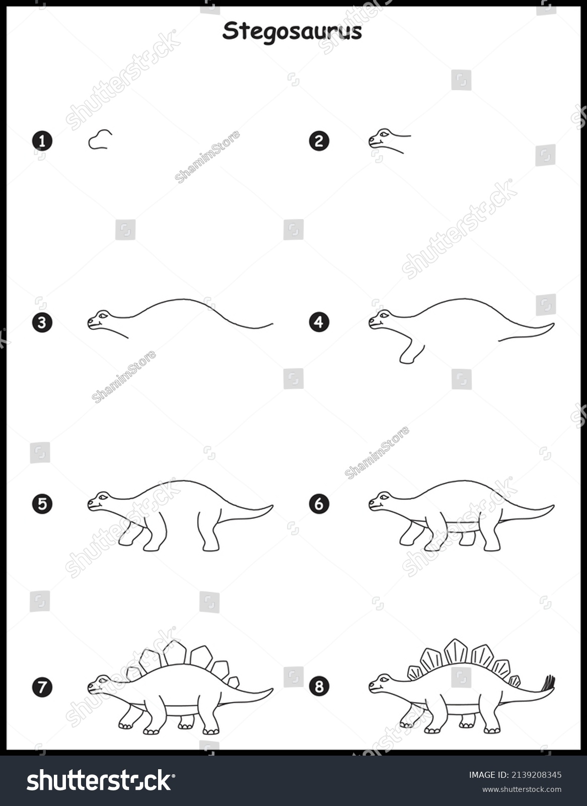 How Draw Stegosaurus Step By Step Stock Vector (Royalty Free ...