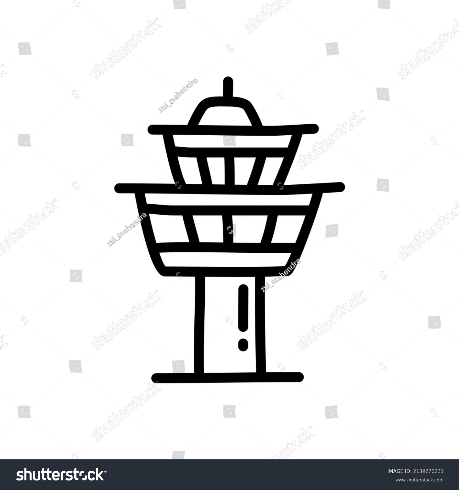 Hand Drawn Control Tower Icon Illustration Stock Vector (Royalty Free ...