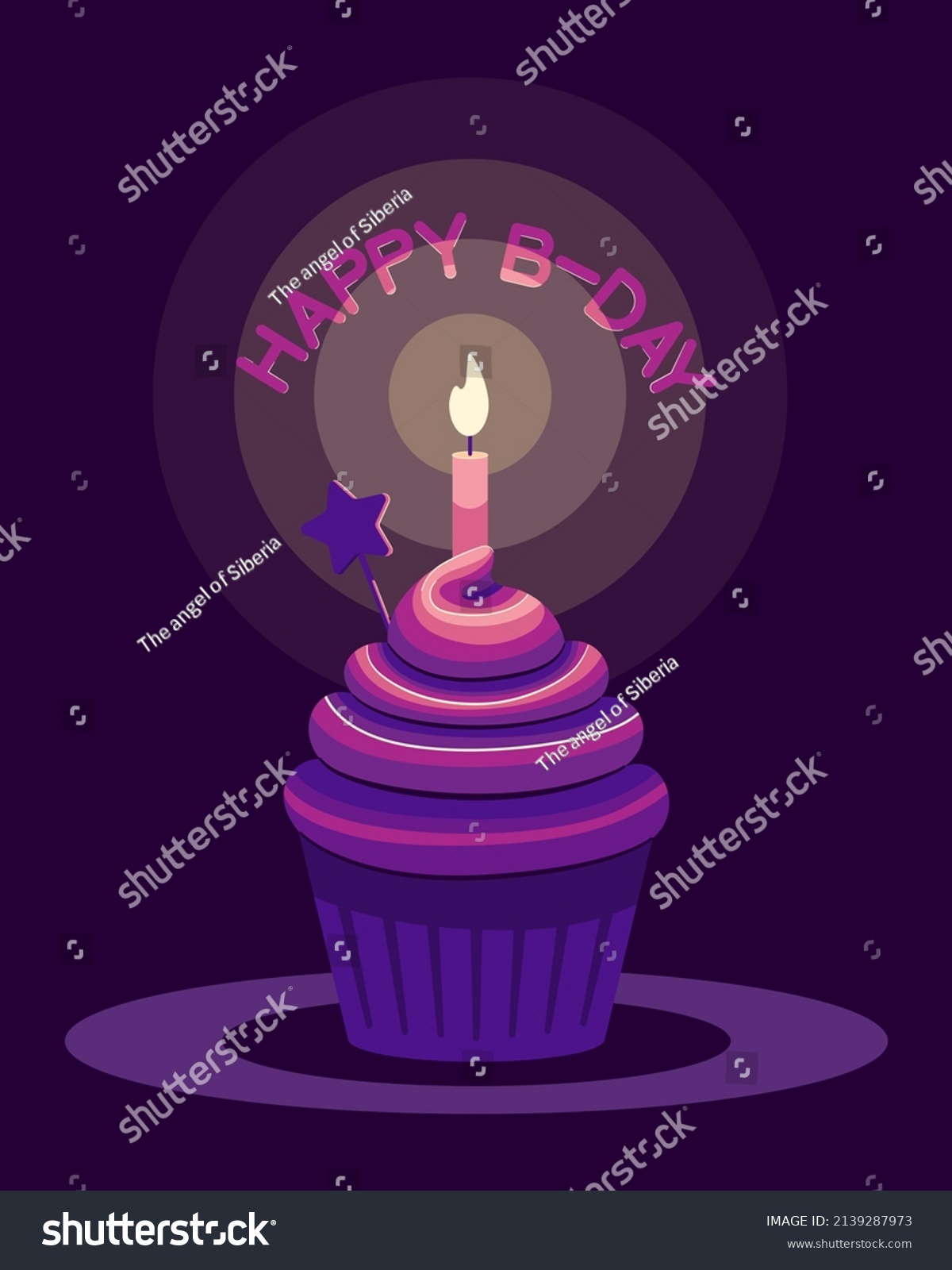 Cute Happy Birthday Card Cake Candle Stock Vector Royalty Free 2139287973 Shutterstock