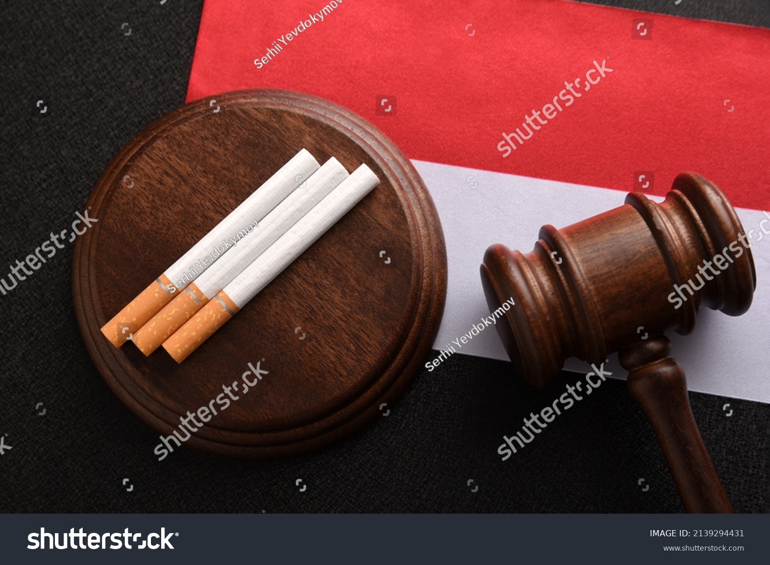 Cigarettes Wooden Judge Gavel Flag Indonesia Stock Photo 2139294431 ...