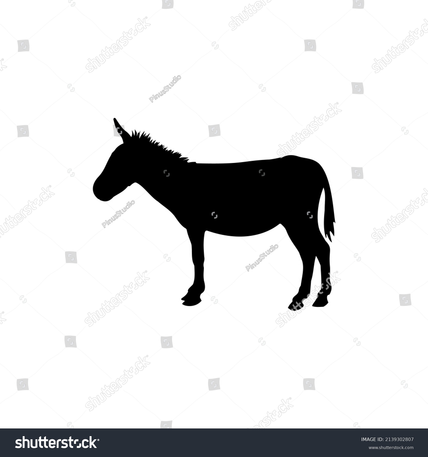 Best Donkey Silhouette Image White Background Stock Vector (Royalty ...