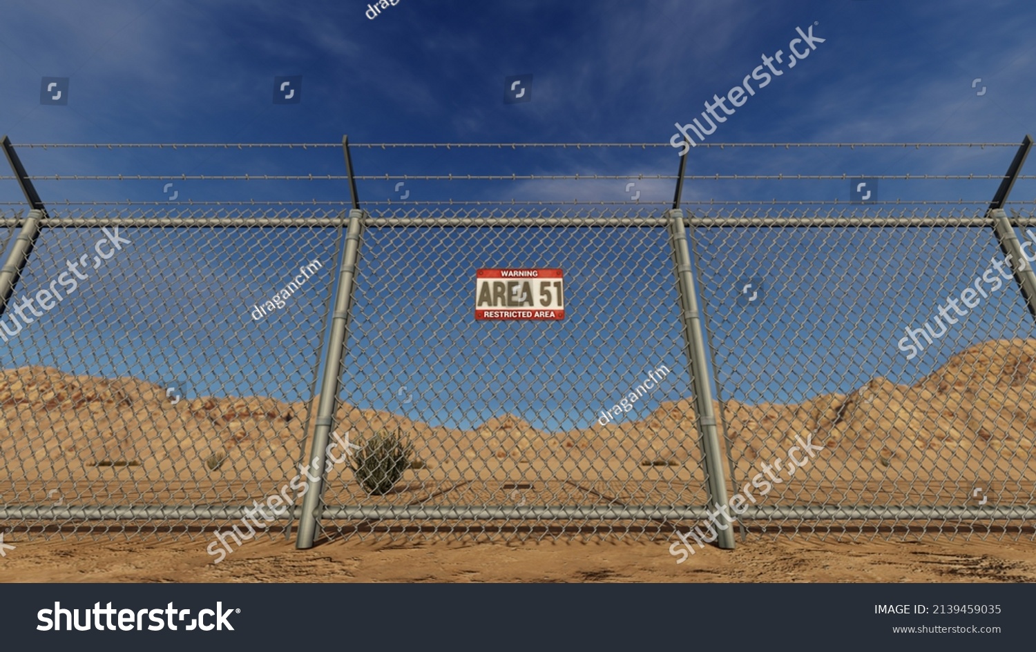 Sign Restricted Area 51 3d Rendering Stock Illustration 2139459035 ...