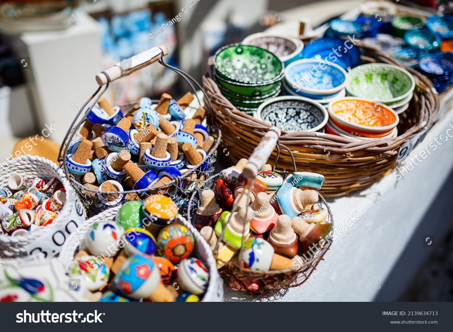 Colorful Ceramic Souvenirs Sale On Market Stock Photo 2139634713 ...