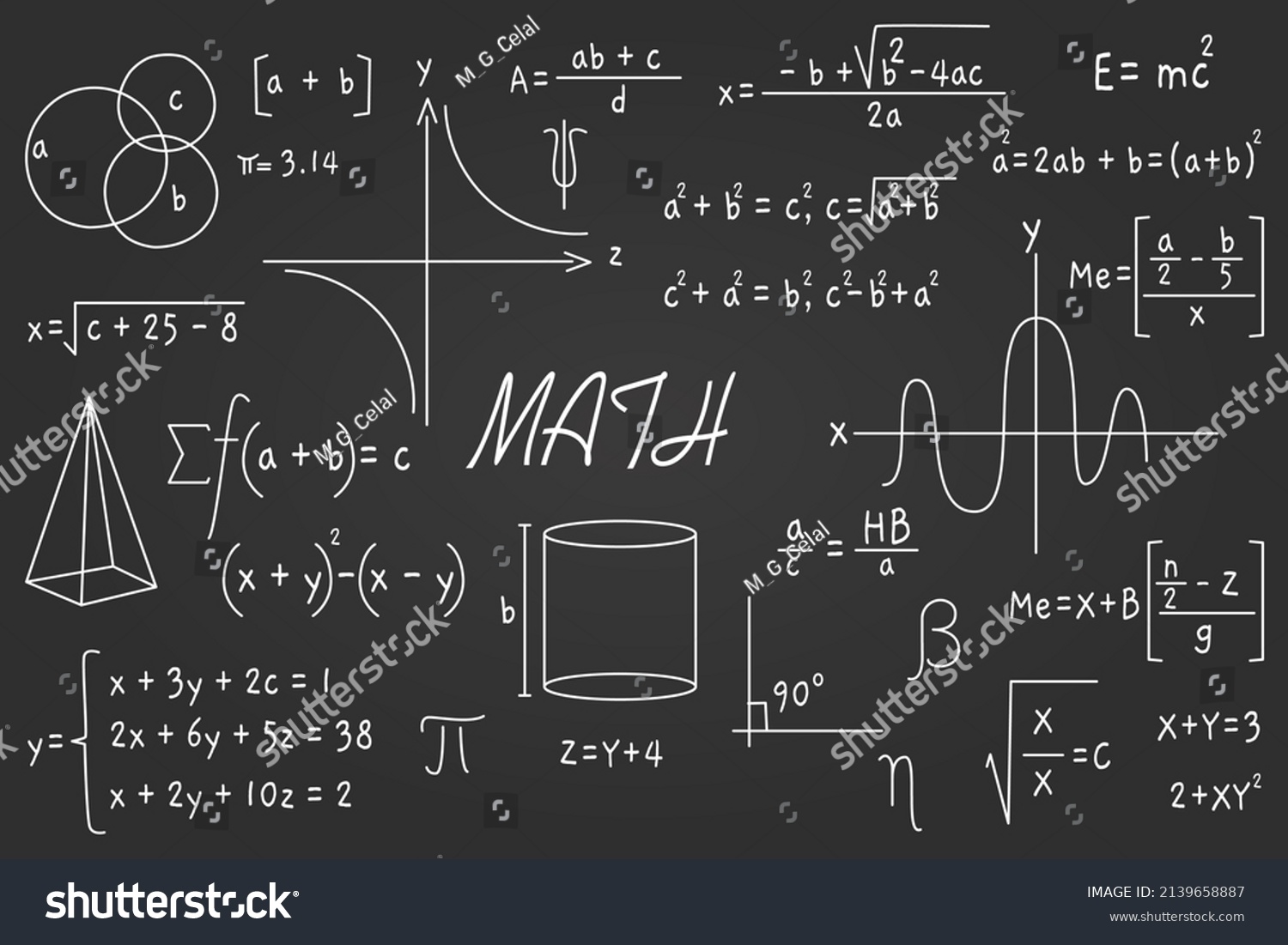 Math Formulas Geometry Shapes Vector Background Stock Vector (Royalty ...