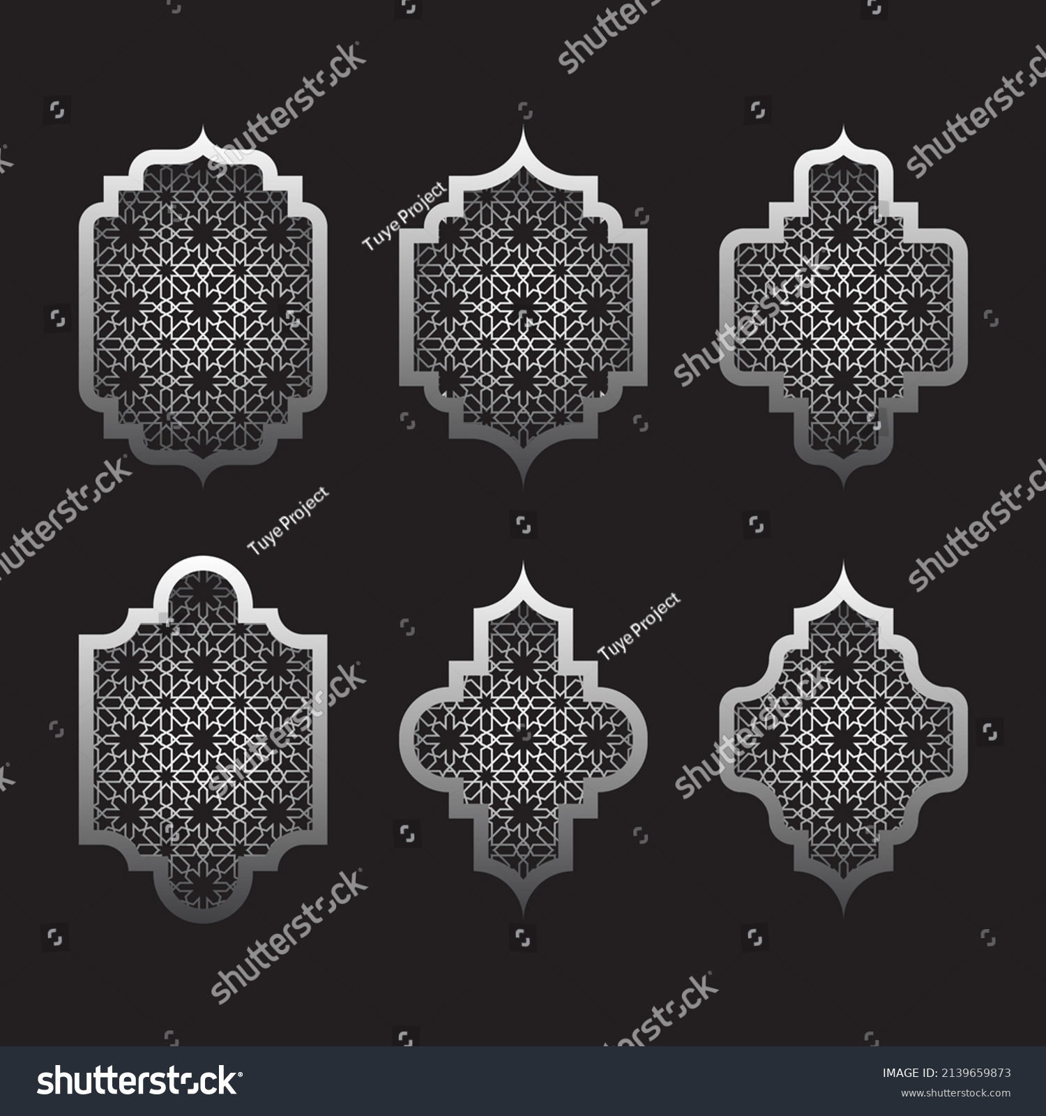 Arabic Window Set Islamic Frame Pattern Stock Vector (Royalty Free ...