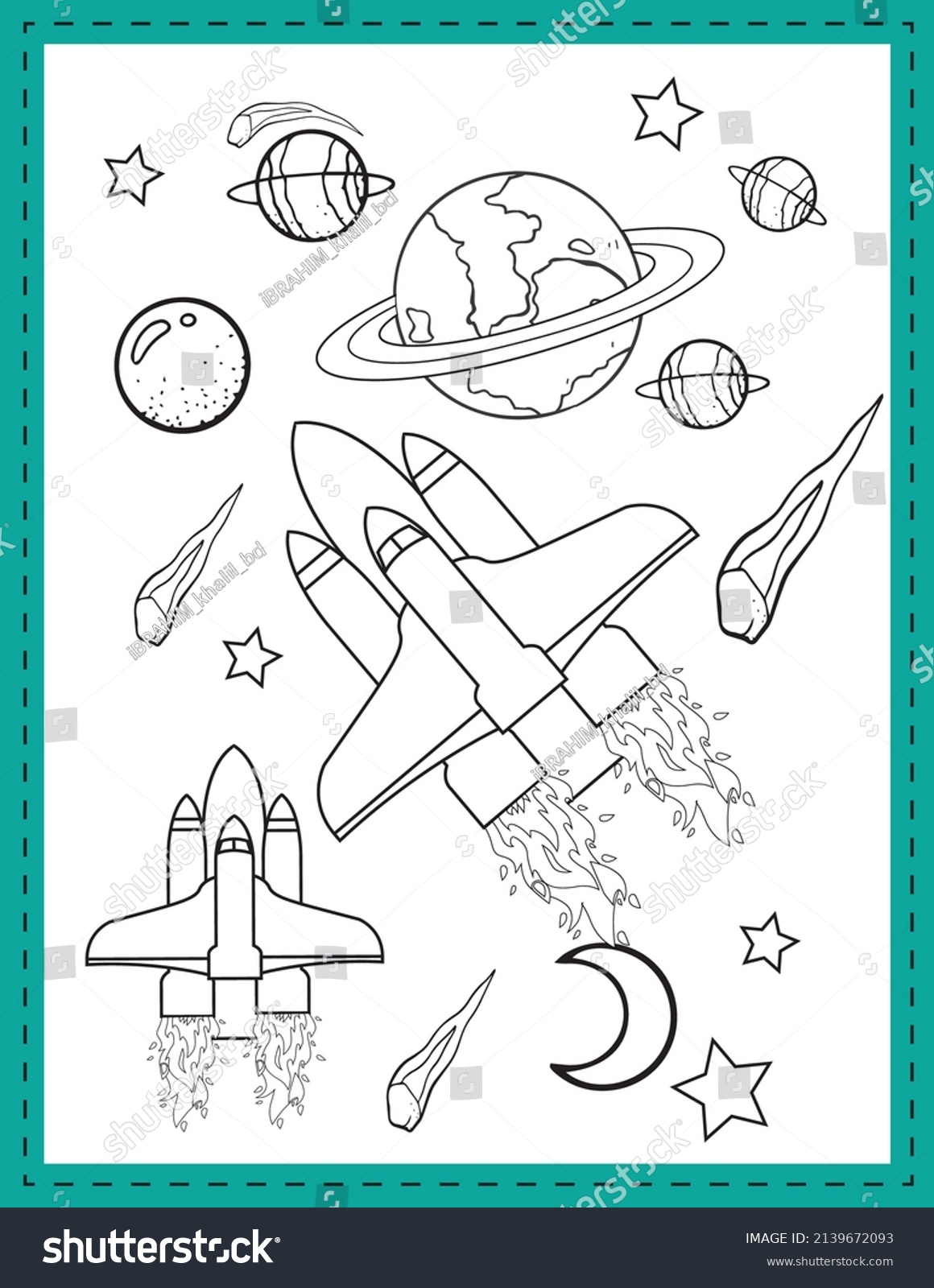 Space Coloring Pages Kids Stock Vector (Royalty Free) 2139672093 ...