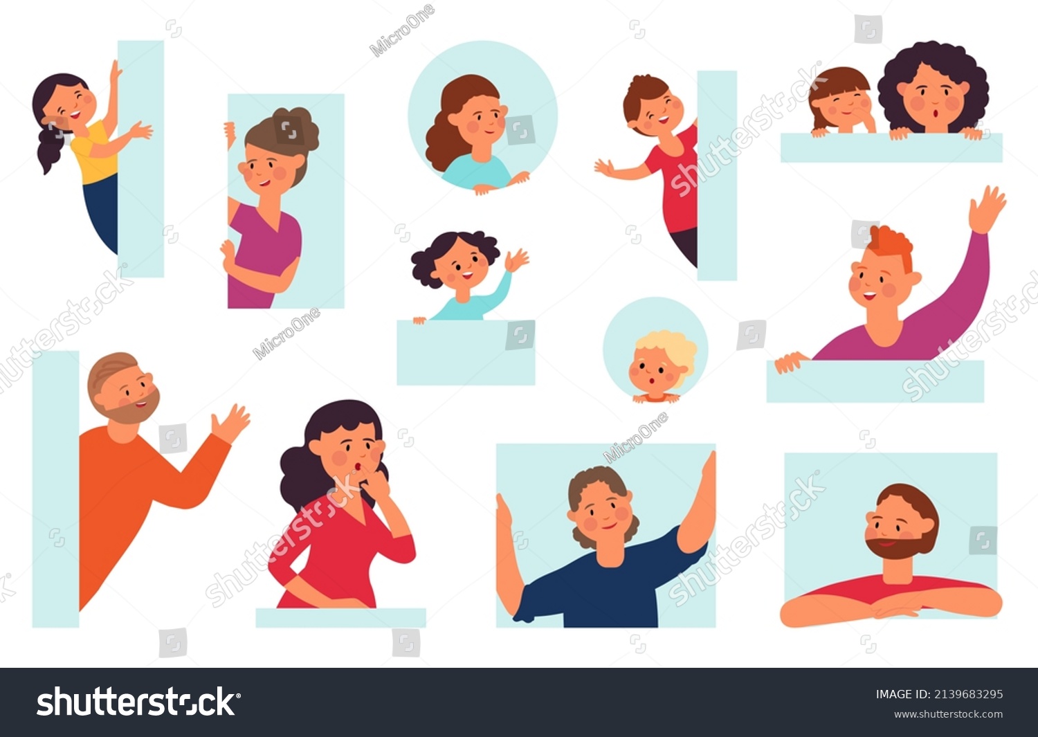 Cartoon People Peeping Isolated Curious Teen Stock Illustration ...