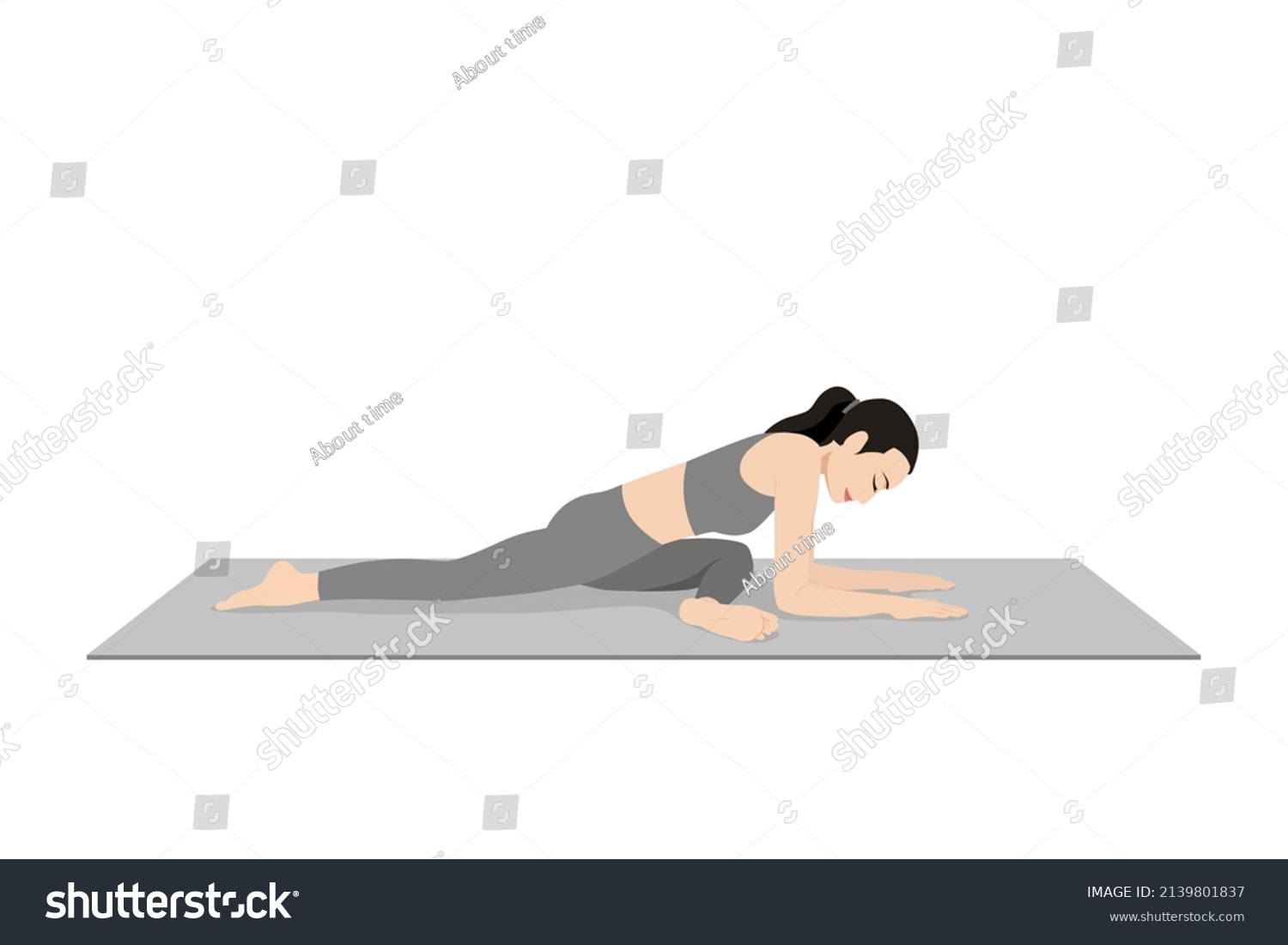 Sleeping Swan Pose Forearms Beautiful Girl Stock Vector (Royalty Free ...