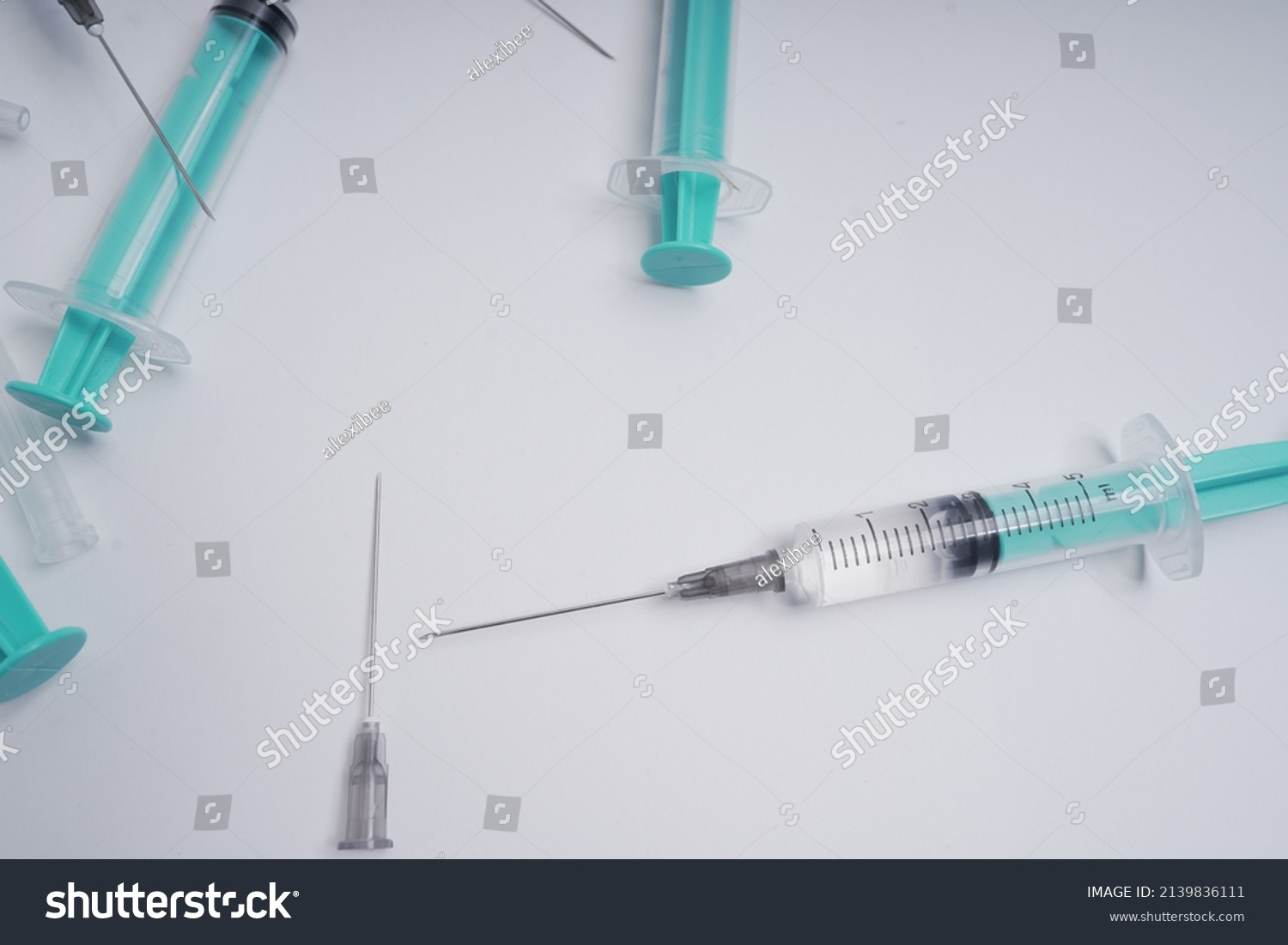 Medical Disposable Injection Syringe On White Stock Photo 2139836111 ...