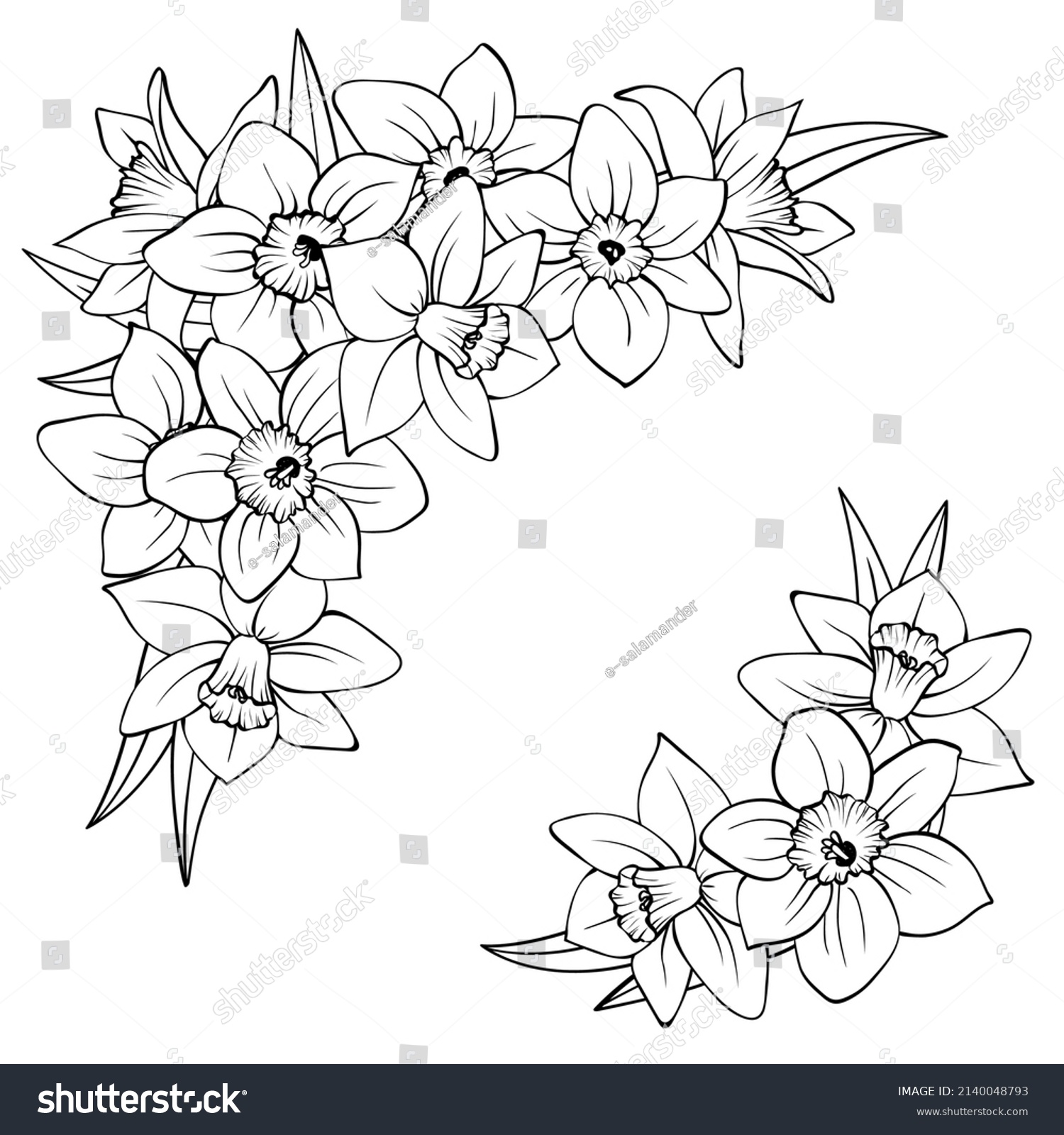 flowery border black and white clipart