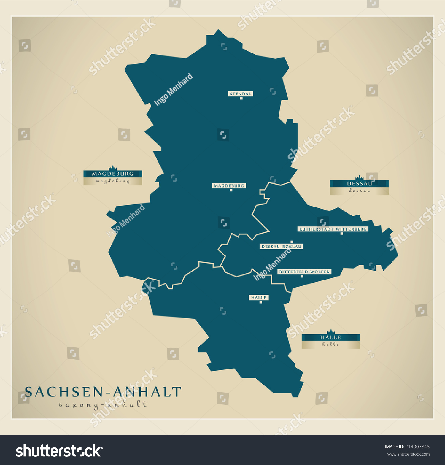 Modern Map Saxony Anhalt Stock Vector (Royalty Free) 214007848 ...