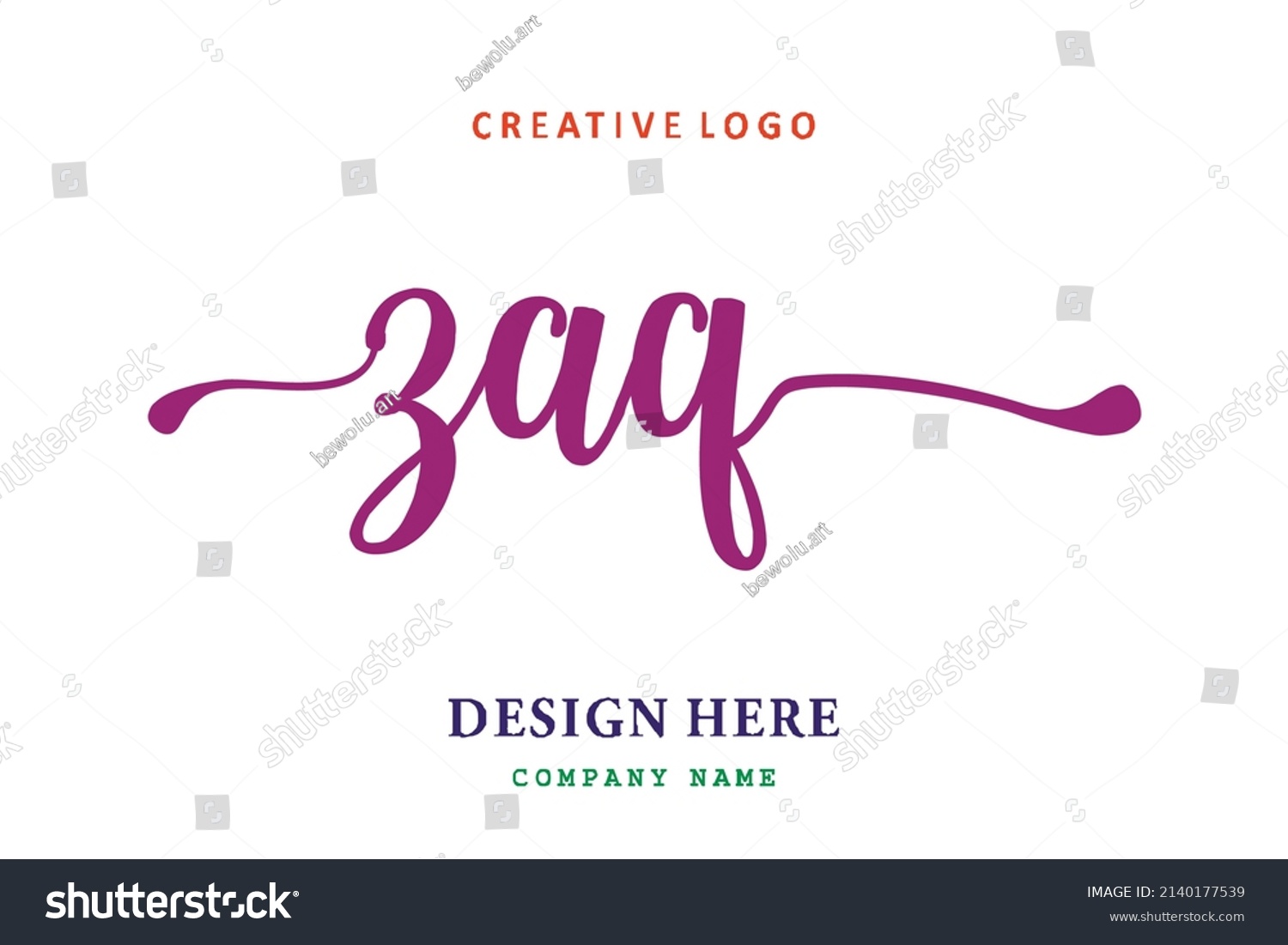 Zaq Lettering Logo Simple Easy Understand Stock Vector Royalty Free