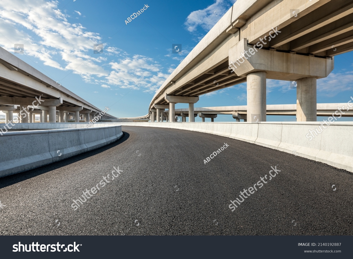 Asphalt Highway Bridge Under Blue Sky Stock Photo 2140192887 | Shutterstock