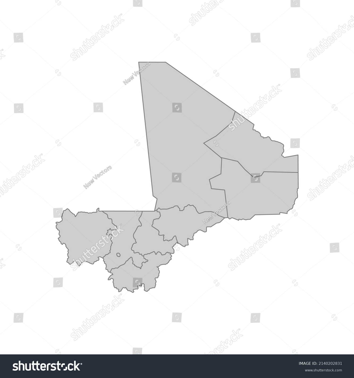 Umrisse Der Politischen Landkarte Der Mali Stock Vektorgrafik   Stock Vector Outline Political Map Of The Mali High Detailed Vector Illustration 2140202831 