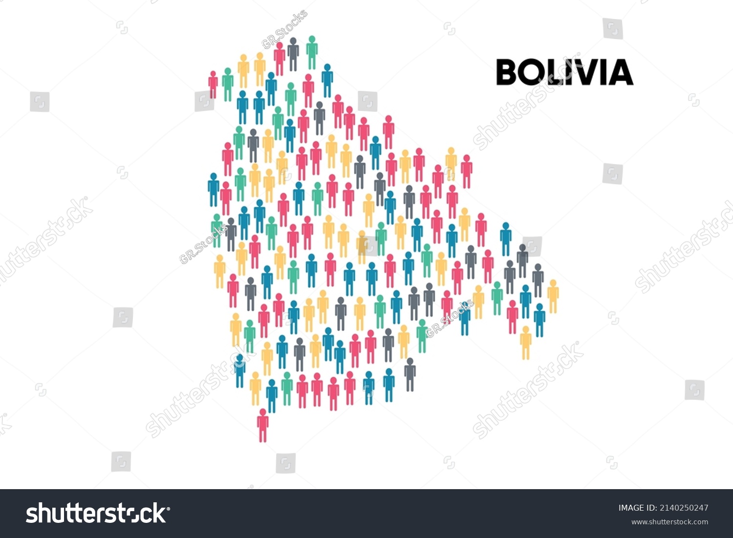 Bolivia Map Made By Group People Stock Vector Royalty Free 2140250247   Stock Vector Bolivia Map Made By A Group Of People Population Globalization People From Different Countries 2140250247 