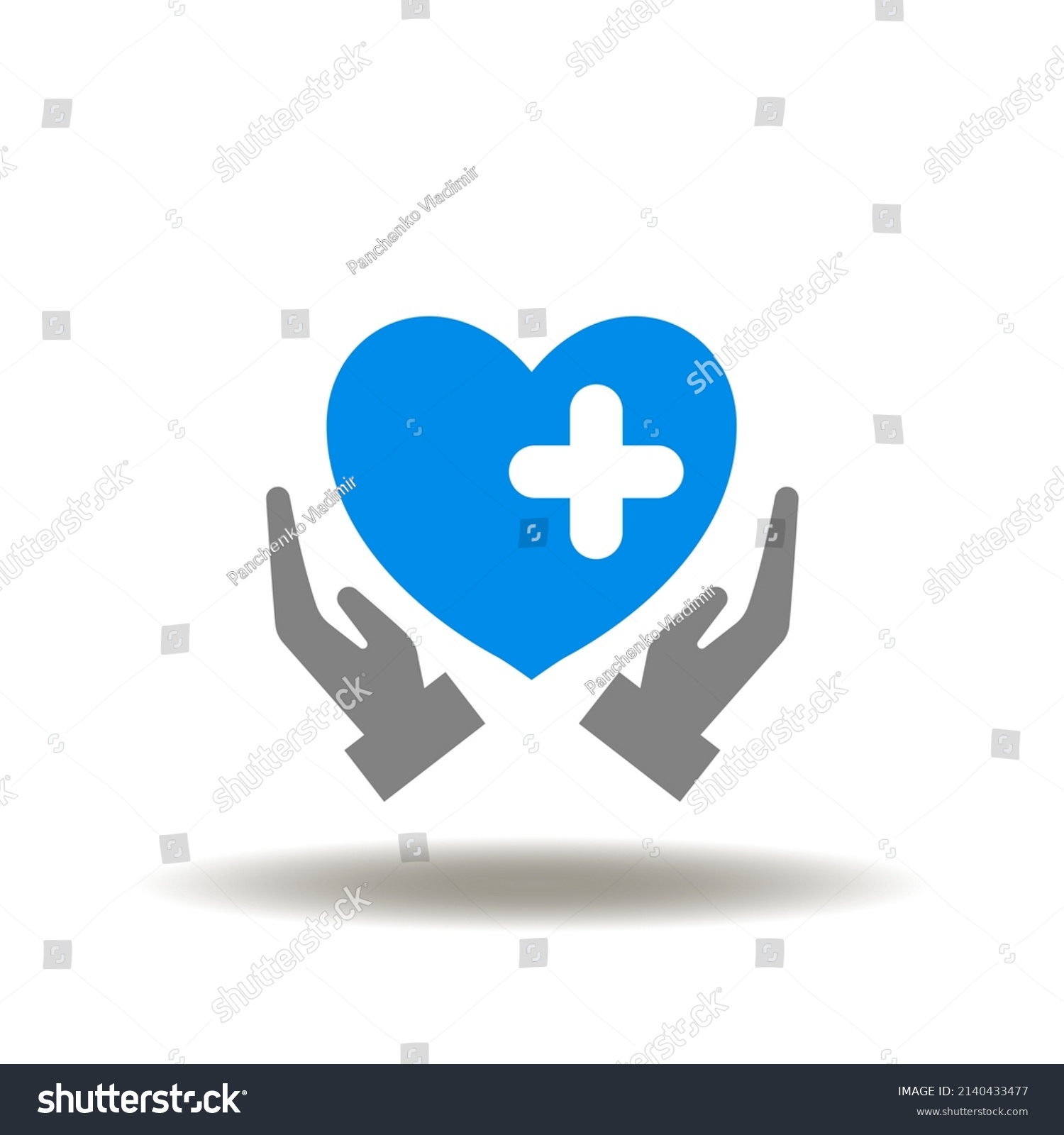 Vector Illustration Hands Palm Heart Cross Stock Vector (Royalty Free ...