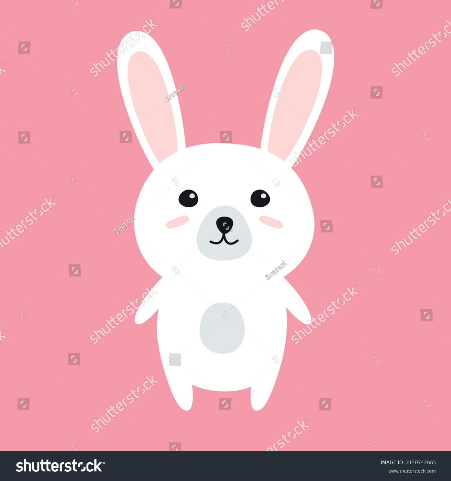 Vector Flat Cartoon White Bunny Rabbit Stock Vector (Royalty Free ...