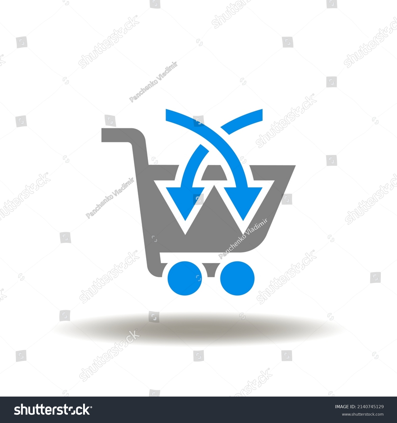 Vector Illustration Shopping Basket Arrows Pointing Stock Vector ...