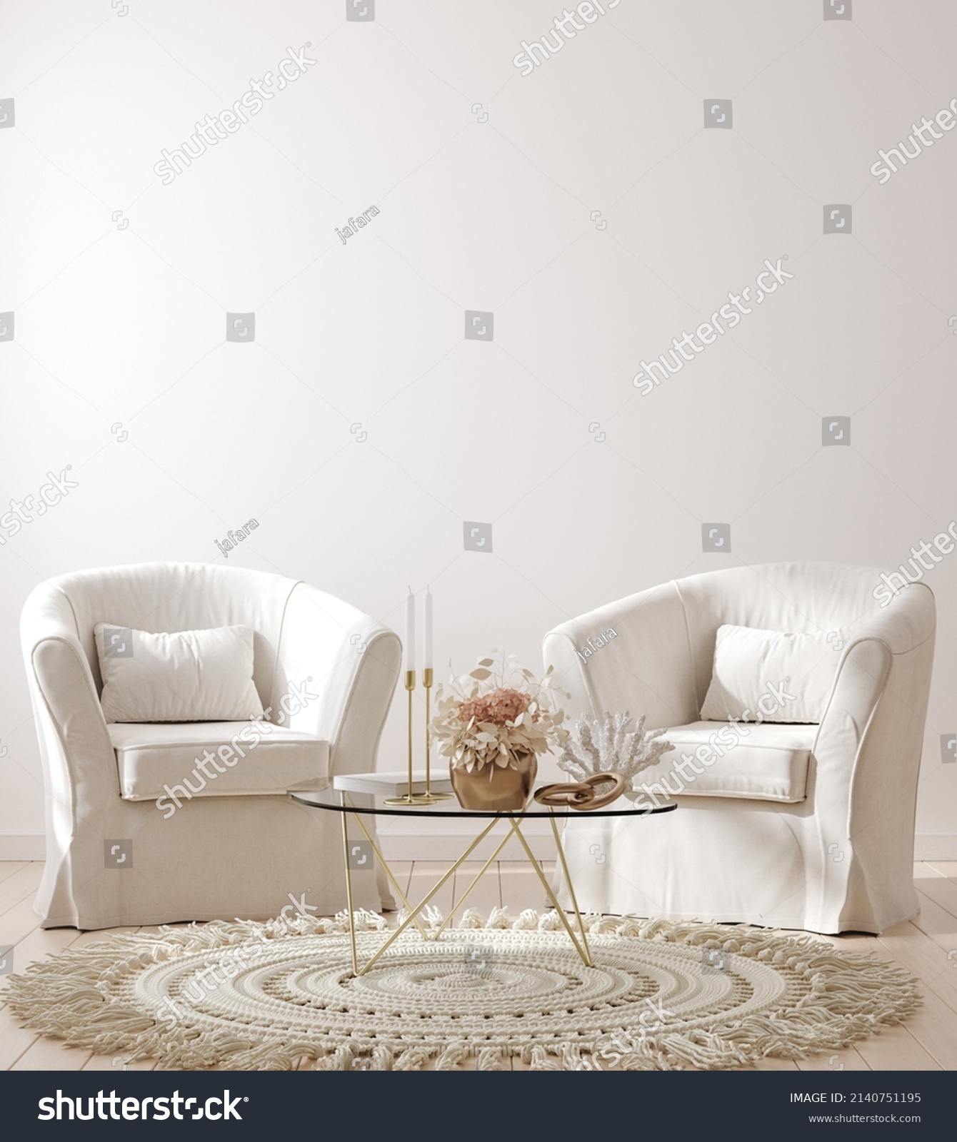 Scandinavian Living Room Interior Background Wall Stock Illustration