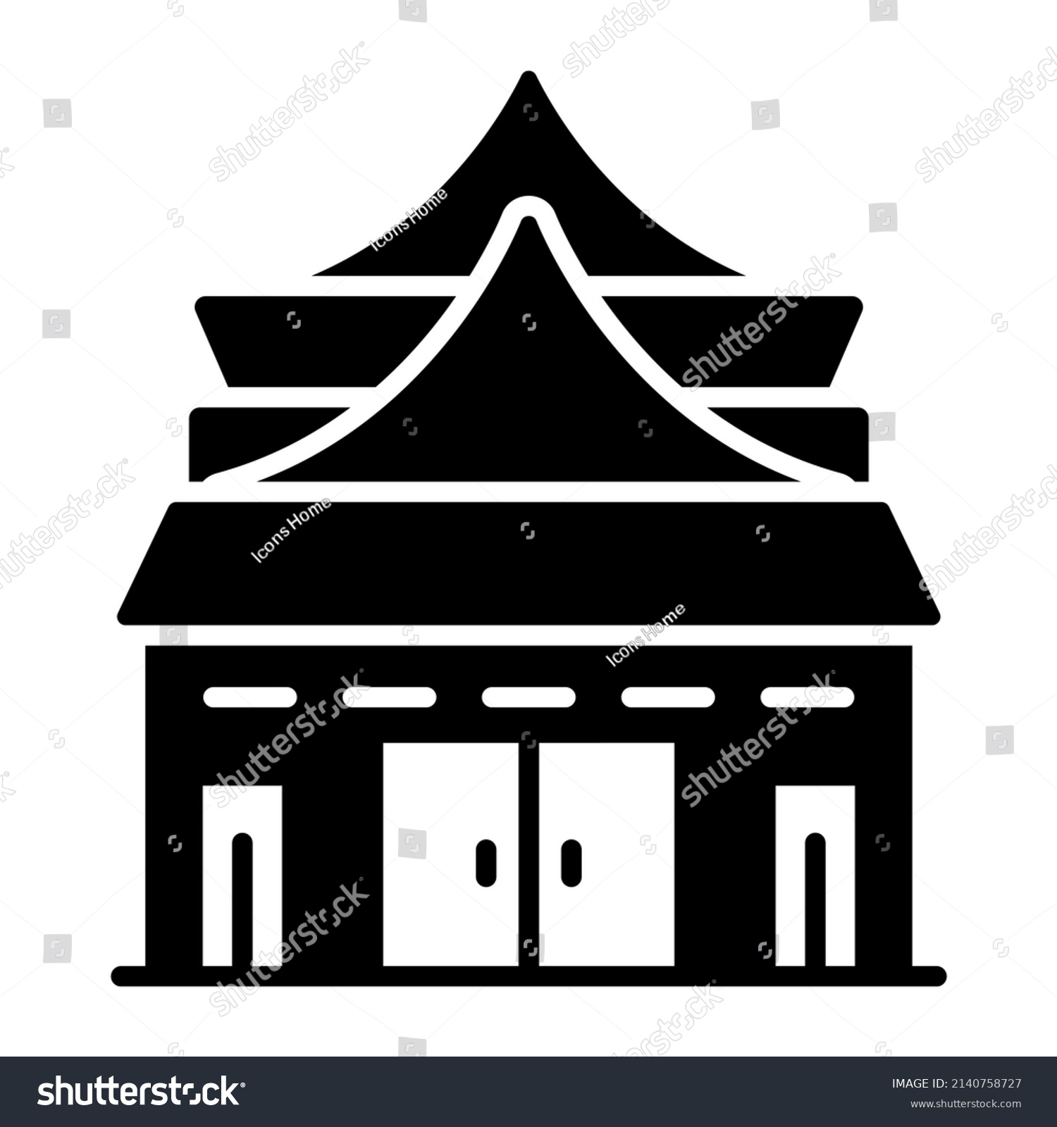 Temple Building Vector Illustration Isolated On Stock Vector (Royalty ...