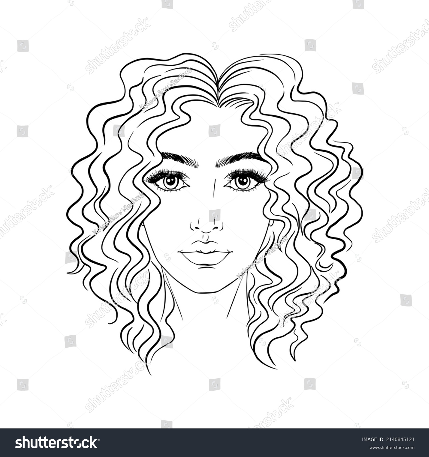 Beautiful Woman Portrait Face Chart Makeup Stock Illustration ...