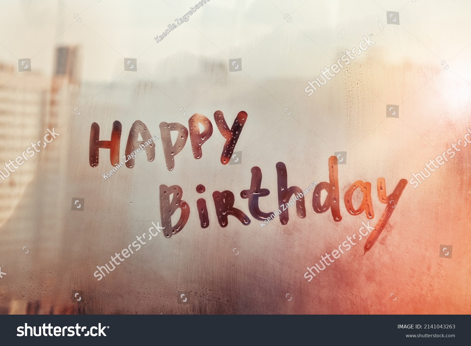 Handwritten Text Happy Birthday Written Finger Stock Photo 2141043263 ...