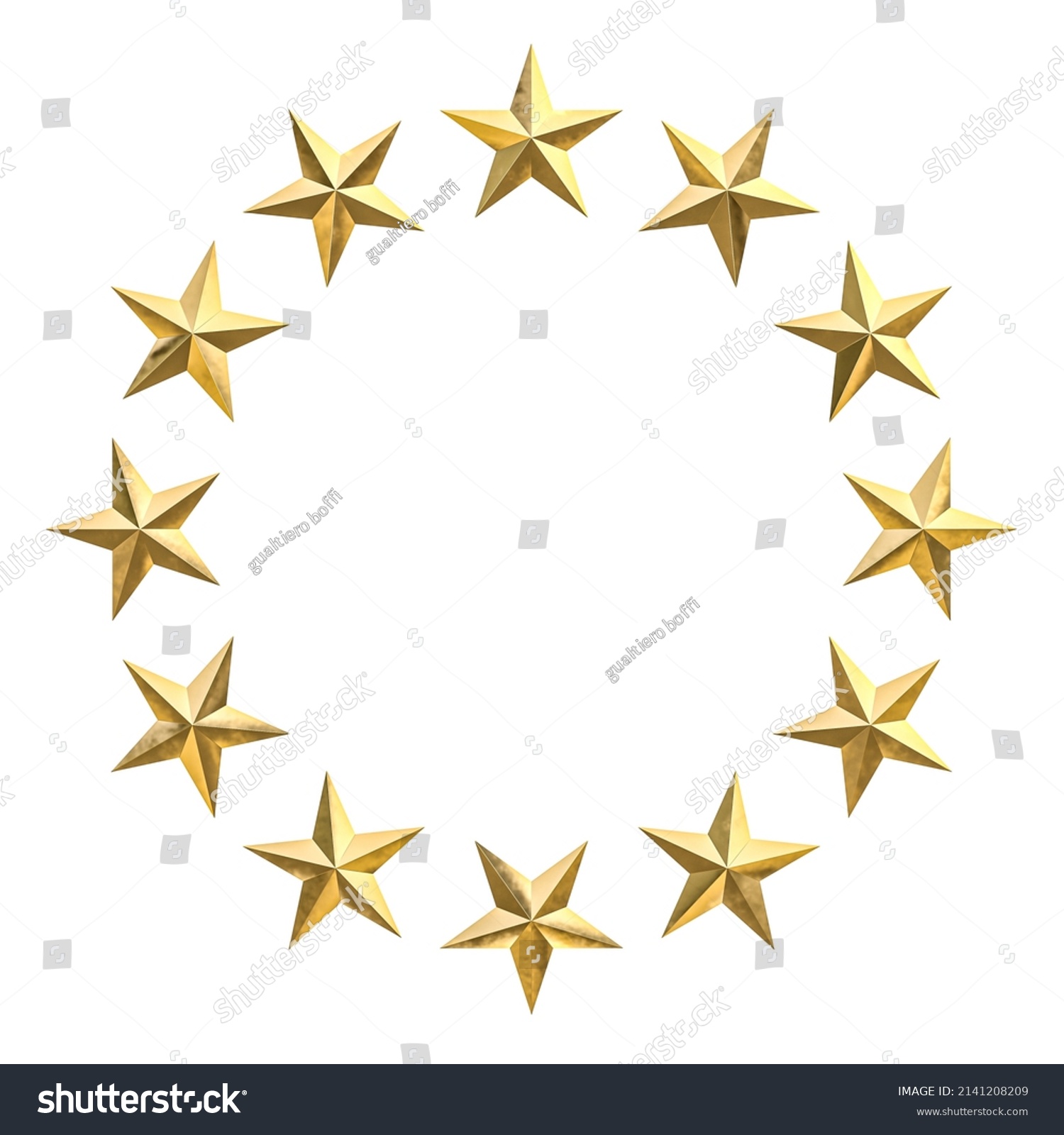 Circle Gold Stars On White Background Stock Illustration 2141208209 ...