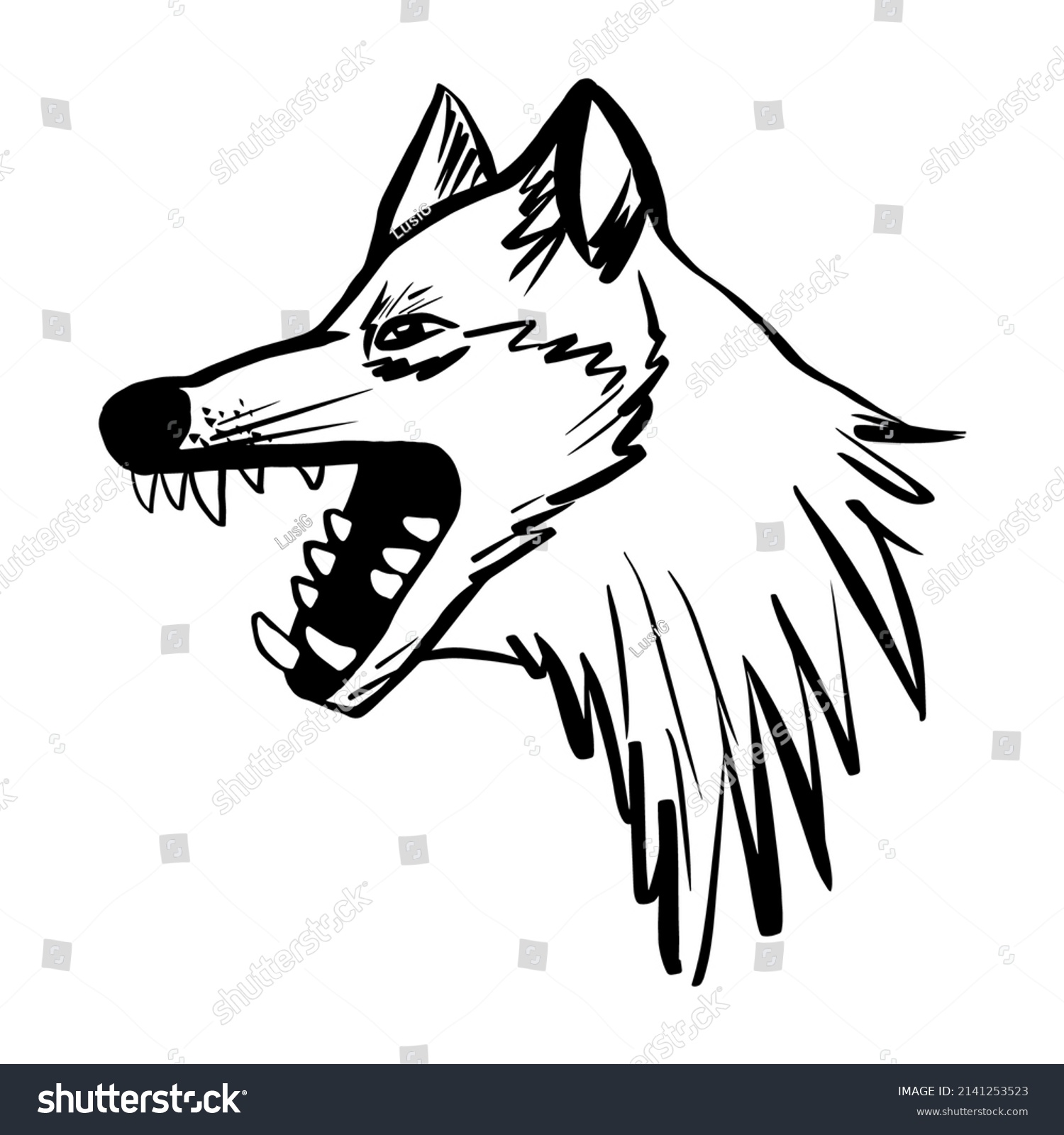 evil wolf face drawings