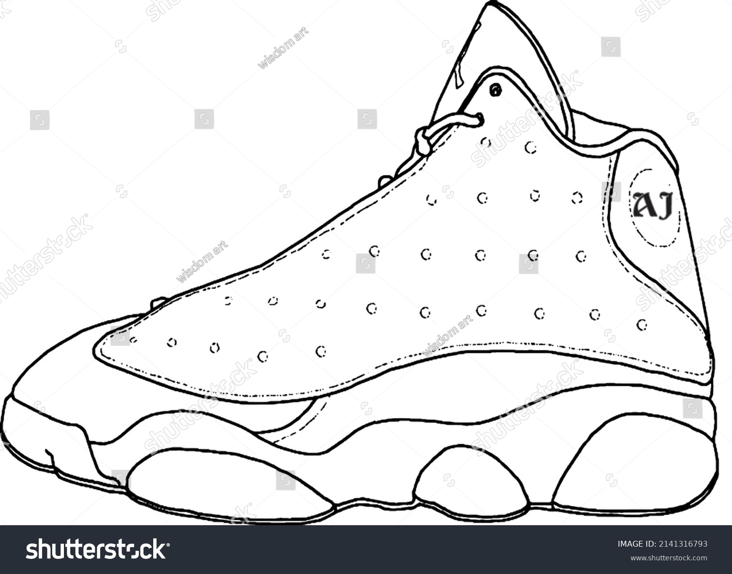 Sneaker 13 Line Art Sketch Coloring Stock Vector (royalty Free 