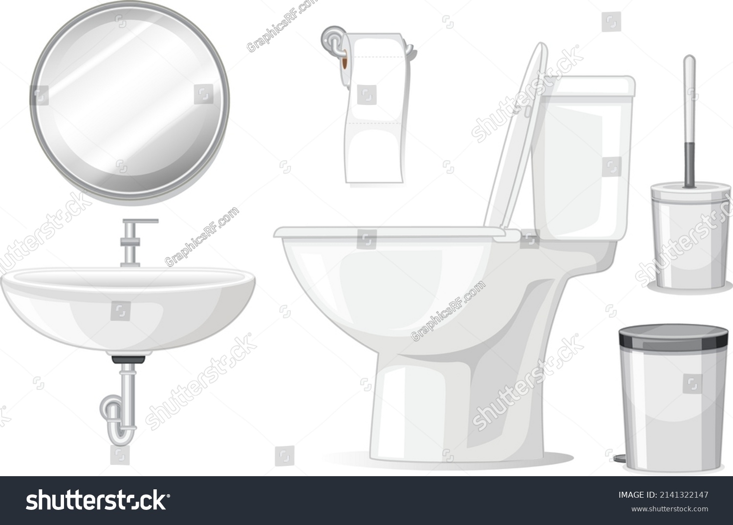 Sanitary Wares On White Background Illustration Stock Vector (Royalty ...